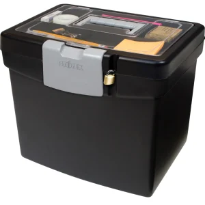 Portable File Box with XL Lid, Black