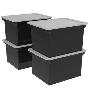 Portable File Tote, Black/Clear