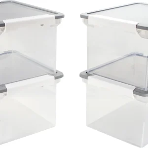 Locking File Tote, Clear/Silver