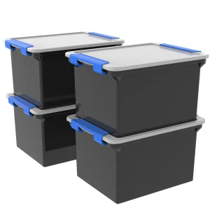 Locking File Tote, Black/Silver